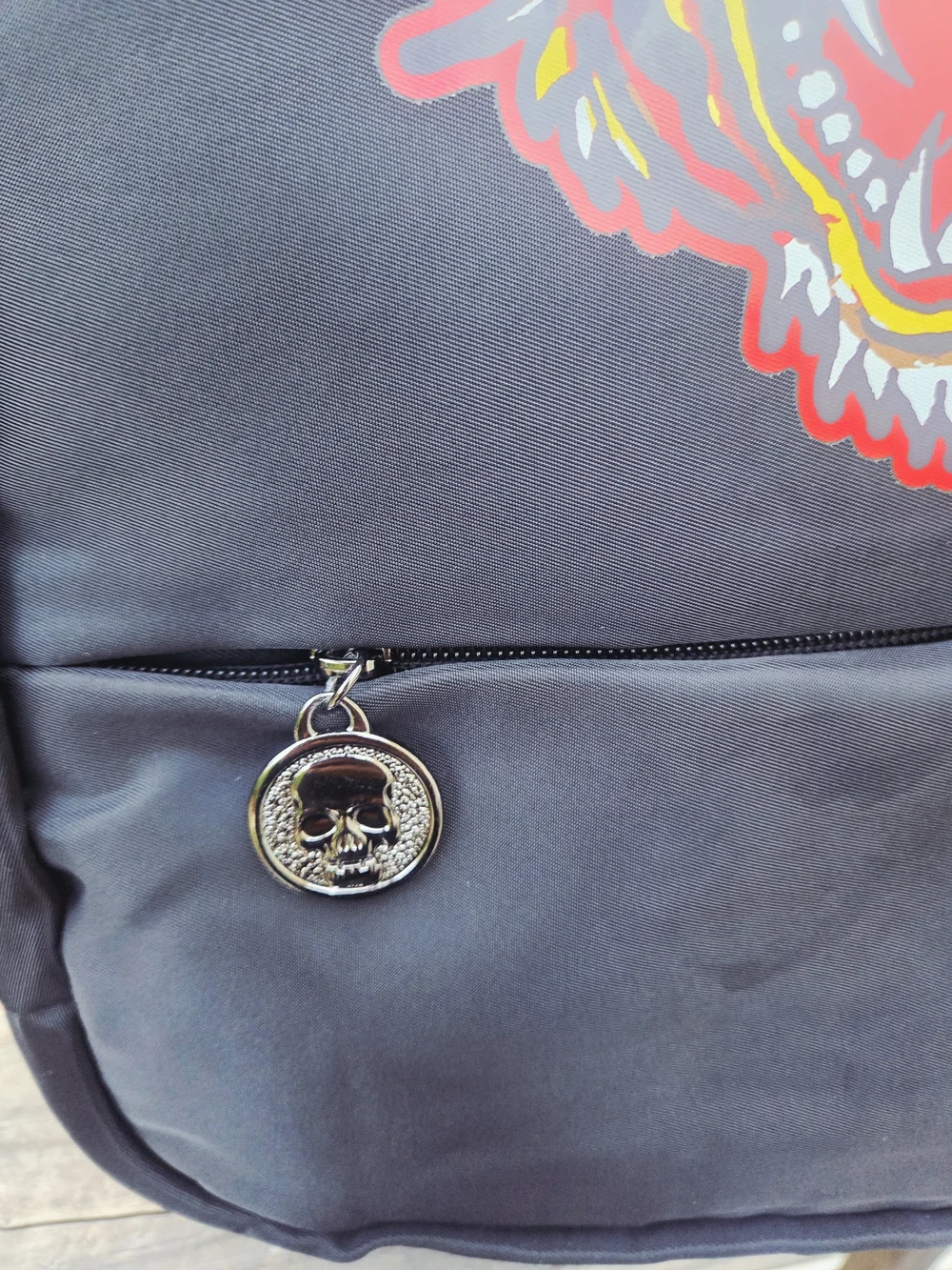 Ed Hardy Black Backpack with Vibrant Tiger Graphic